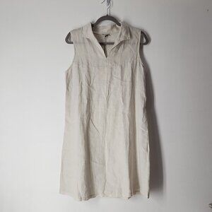 Terzo Millennio made Italy Linen shift dress collared split neck Sz 12 / M /44